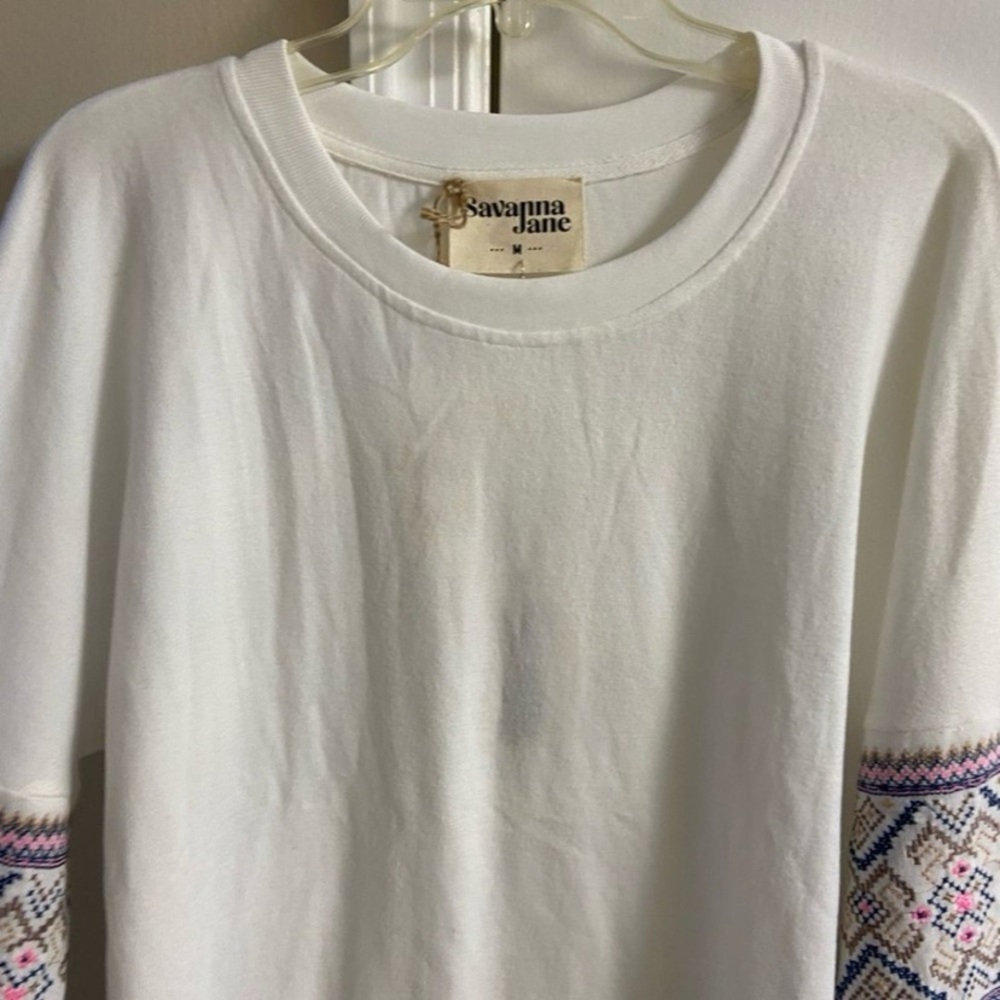 Savanna Jane White Embroidered Women's Top Medium NWT - Picture 3 of 6